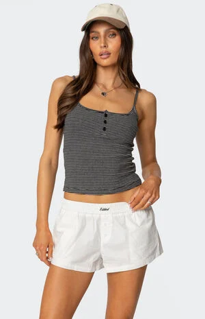 Striped Henley Tank Top image number 1