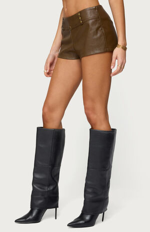 Reese Studded Faux Leather Micro Shorts image number 2