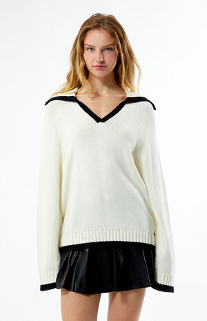 Collar V Neck Oversized Sweater image number 1
