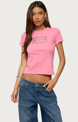 UK Girl Rhinestone T-Shirt image number 1