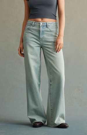 Light Indigo High Waisted Baggy Jeans image number 2