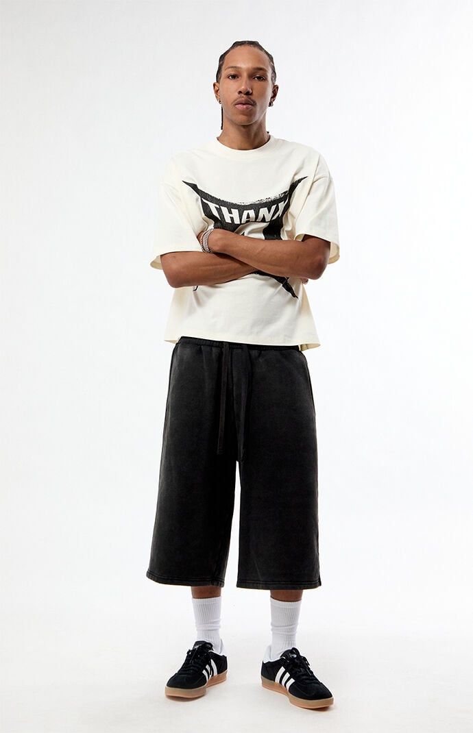 Pacsun Washed Black Ultra Baggy Fleece Sweat Shorts