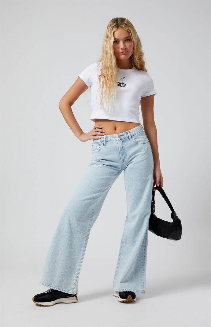 Pacsun Lena Super Baggy Jeans Ripped Light Indigo