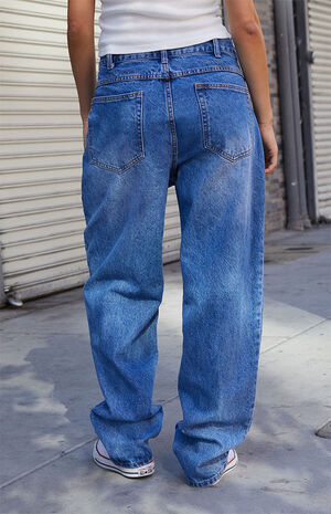Medium Blue Straight Leg Baggy Jeans image number 3