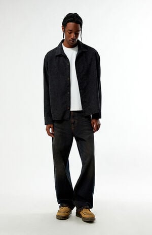 Enzo Black Corduroy Long Sleeve Shirt image number 5