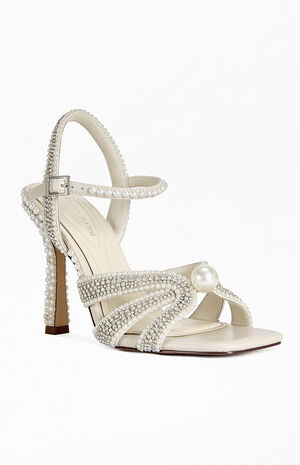 Women's Elara Ivory Pearl Sandal Heels image number 2