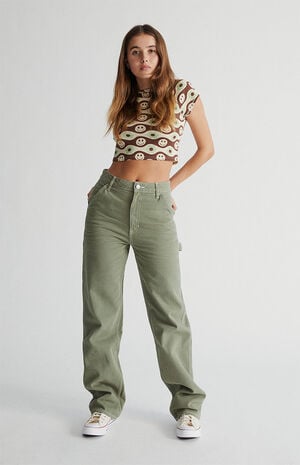 Olive Boyfriend Carpenter Pants image number 4