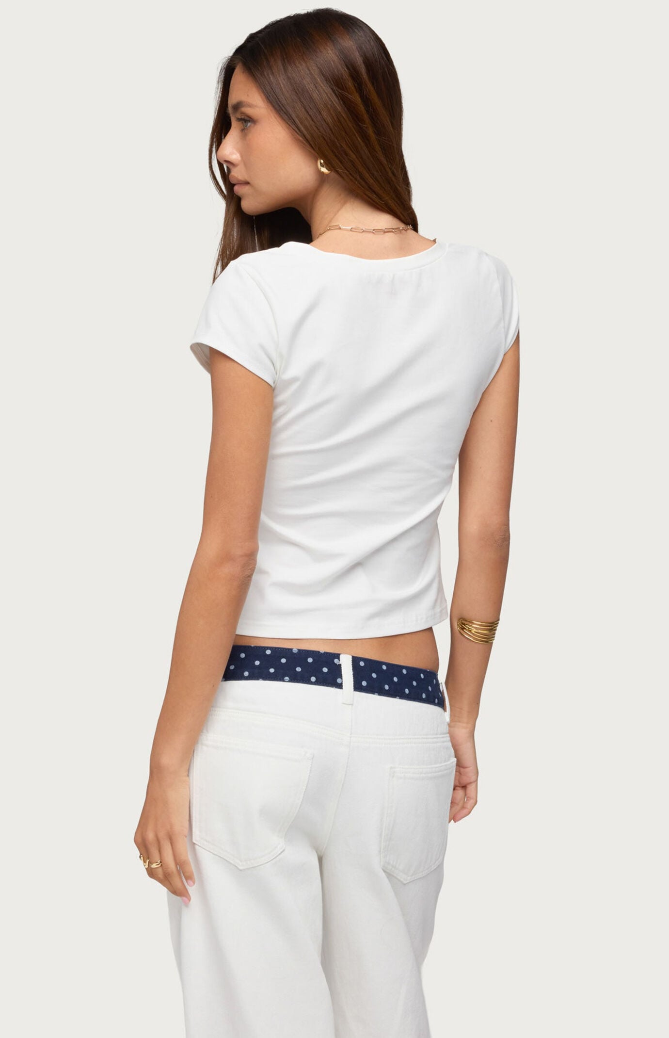 Edikted Penelopy Overlap V Neck T-Shirt