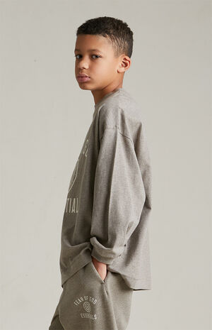 Kids Heather Grey University Long Sleeve T-Shirt image number 3