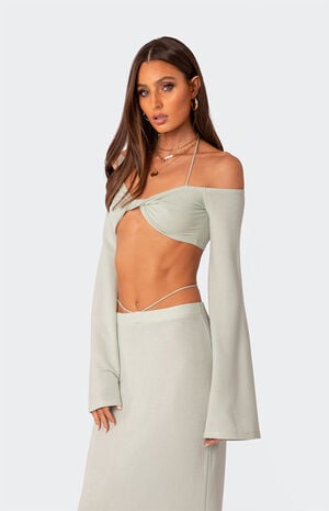 Celeste Off Shoulder Twist Crop Top image number 3