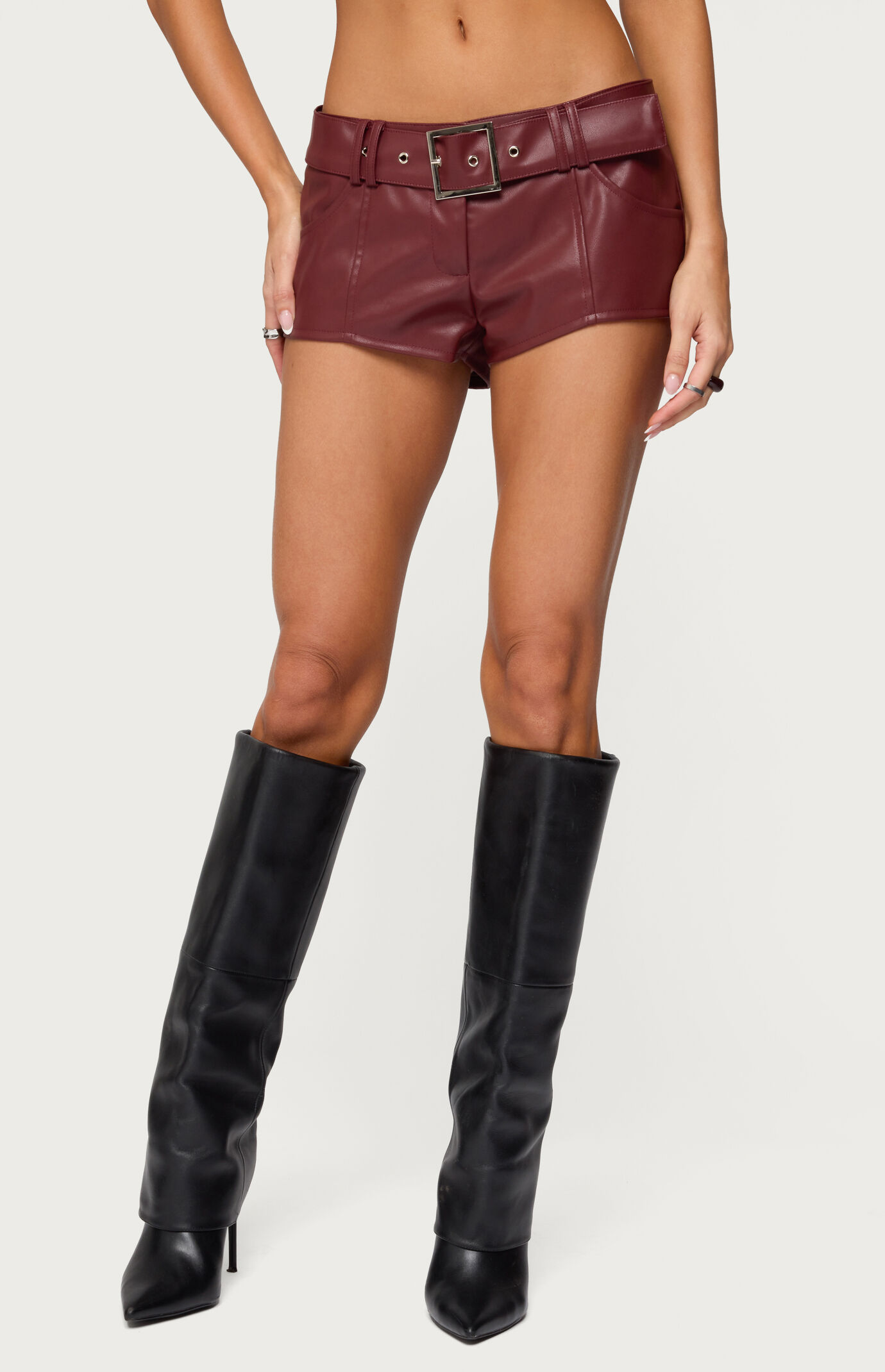 Edikted Alba Faux Leather Shorts