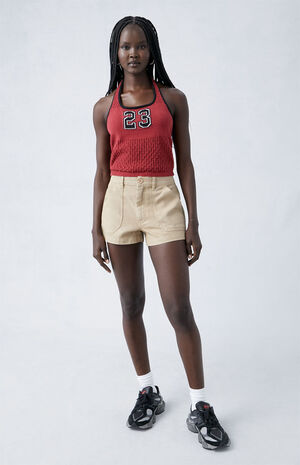 Light Brown Mid Rise Slouchy Workwear Shorts image number 2