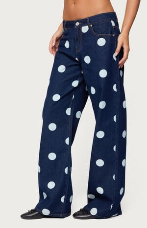 Leyah Polka Dot Low Rise Jeans image number 2