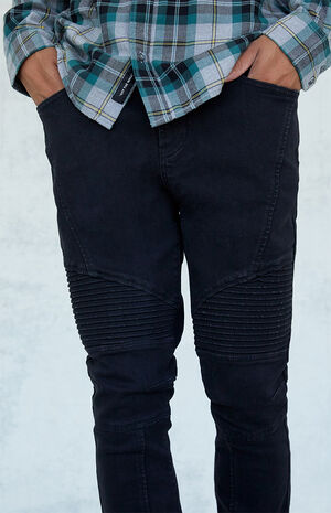 Black Biker Stacked Skinny Jeans image number 4