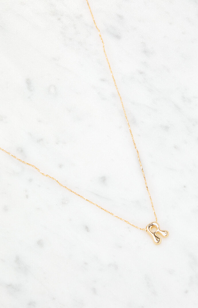 LA Hearts R Initial 14K Gold Plated Necklace