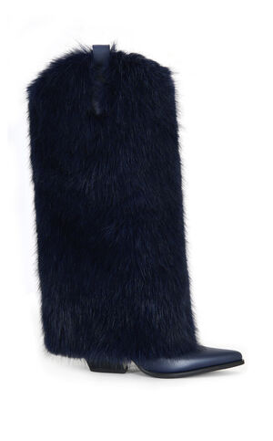 Women's Friata Navy Faux Fur Western Boots image number 1