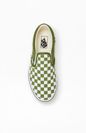 Kids Green & White Checker Classic Slip-On Shoes image number 5