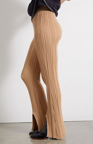Lurex Ribbed Split Front Pants image number 3