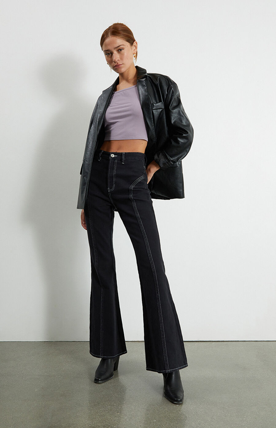 High Waist Black Flare Jeans for Women main image 0