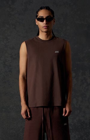 Brown Standard Cut Off Muscle T-Shirt image number 2