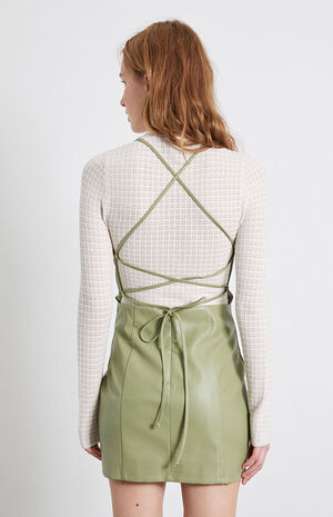 Lace-Up Faux Leather Mini Dress image number 3