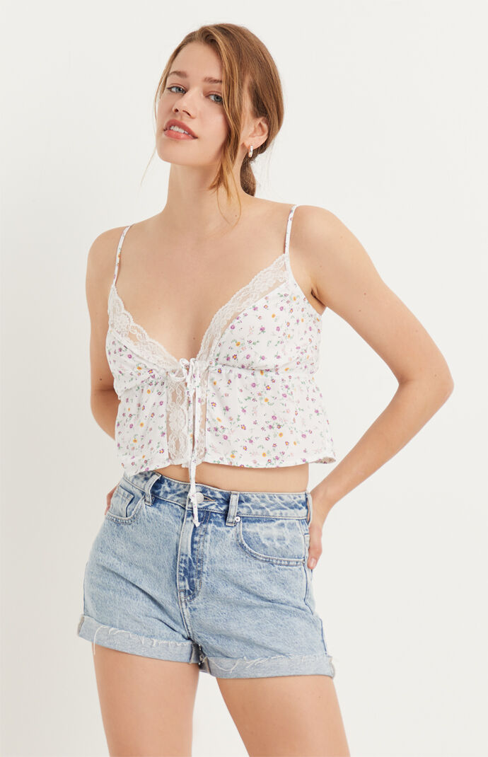 Lace Tie Front Cami Top