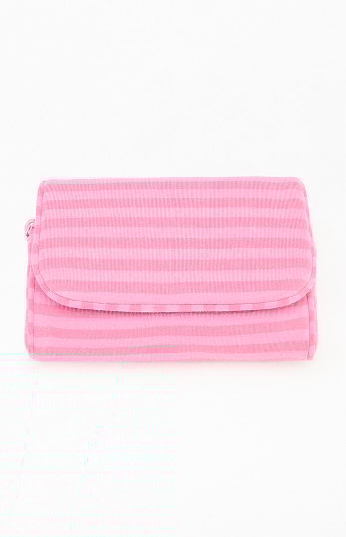 John Galt Pink Striped Makeup Bag