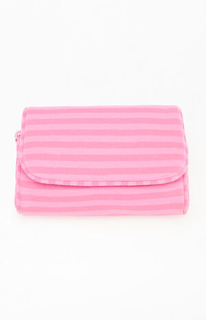 Pink Striped Makeup Bag image number 1