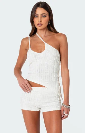 Phoebe Asymmetric Textured Knit Top image number 1
