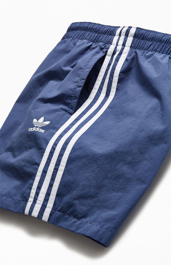 Blue 3-Stripes 16" Swim Trunks