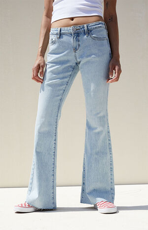 Light Blue Stretch Low Rise Flare Jeans image number 2