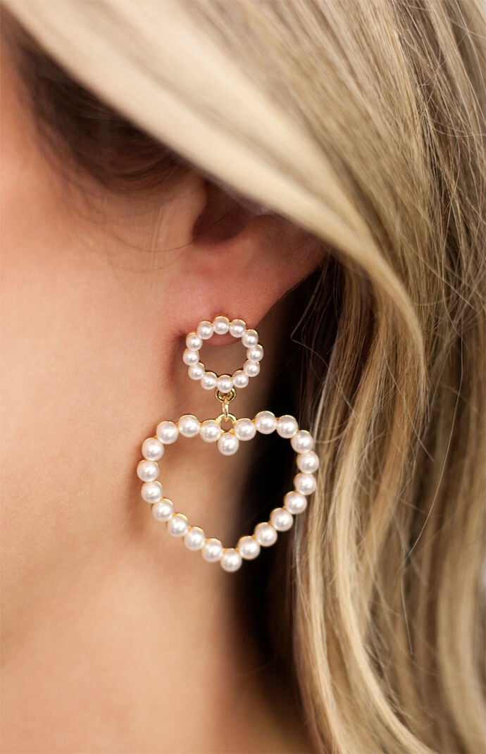 Ettika Loving Pearl Heart Earrings PacSun
