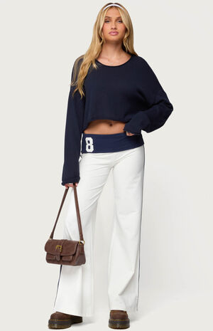 8 Contrast Fold Over Wide Leg Pants image number 5