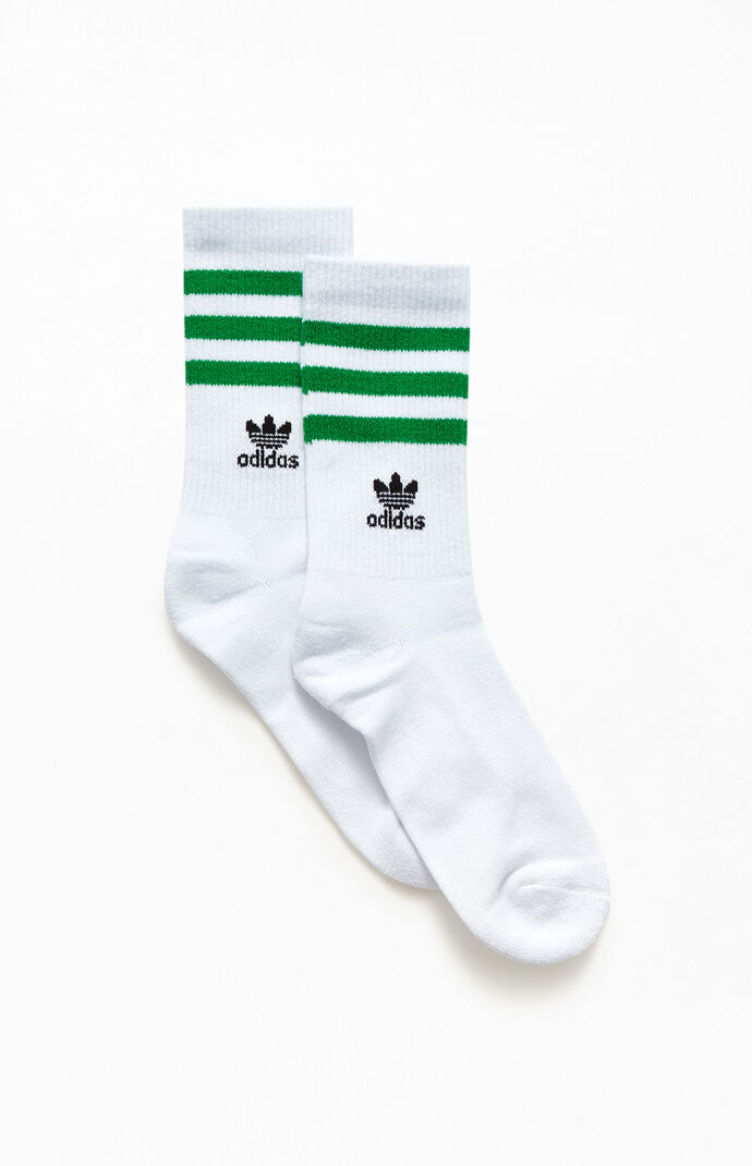 White & Green Recycled Single Crew Socks
