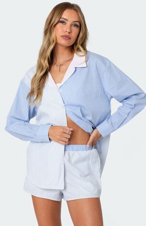 Oaklie Mix Striped Button Up Shirt image number 1