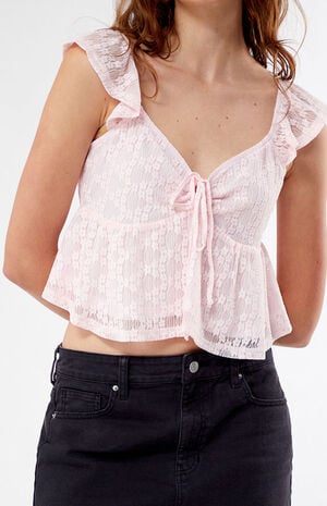 Keyhole Lace Babydoll Top image number 1