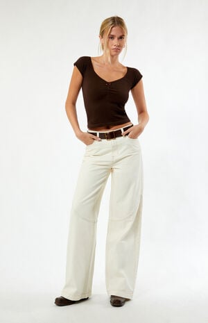 Seamless Waffle Knit Cinched Top image number 4