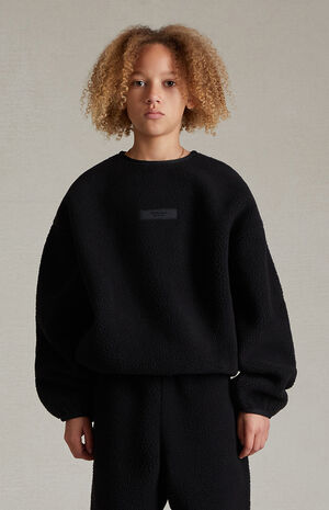 Essentials Jet Black Polar Fleece Crew Neck Sweatshirt image number 2