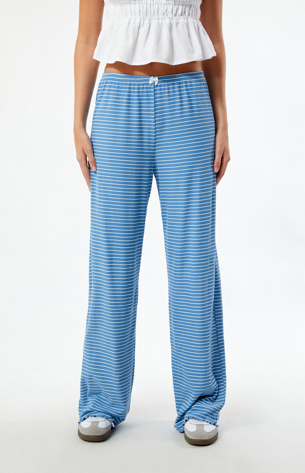 Heart Graphic V-Neck Top and Plaid Pants Lounge Set