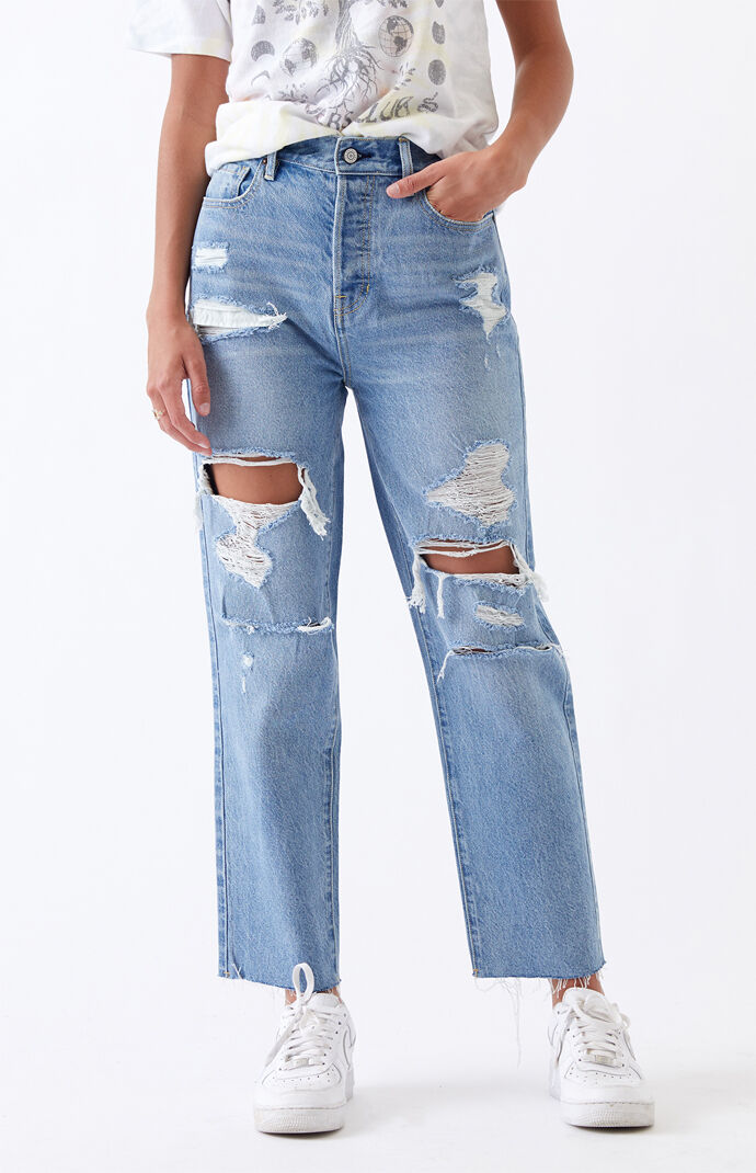Medium High Waisted Straight Leg Jeans