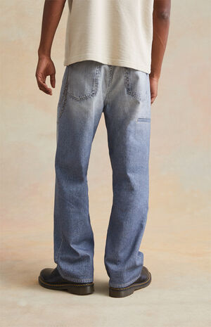 Medium Indigo Graphic Printed Chain Baggy Jeans image number 4