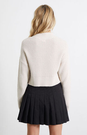 Love Bird Waffle Knit Mock Neck Sweater image number 3