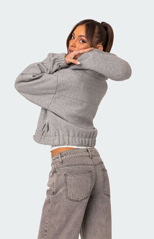 Hooded Texture Bomber Jacket image number 4