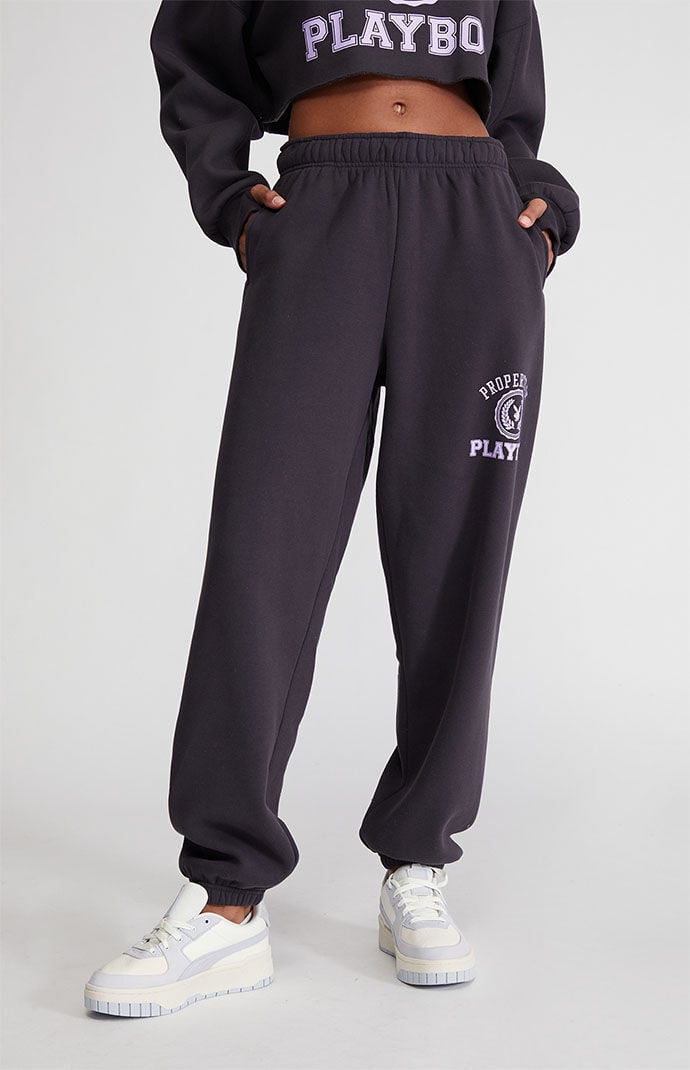 Playboy sweatpants womens black clearance