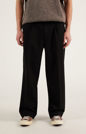 Black Pleated Baggy Trousers image number 3