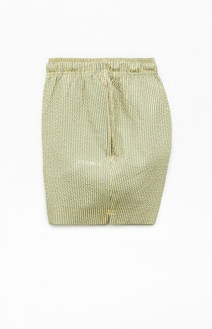 Green Striped Seersucker 4.5" Swim Trunks image number 3