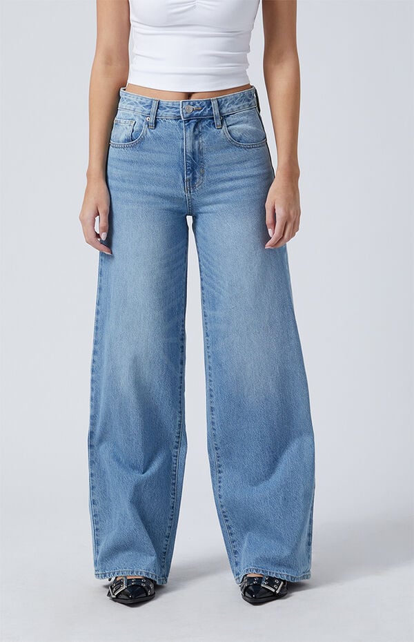 Jessie High Waisted Baggy Jeans Medium Indigo