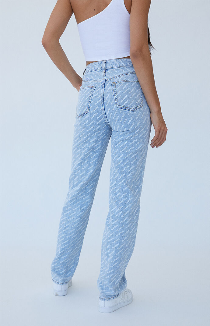 By PacSun Light Blue AOP '90s Boyfriend Jeans