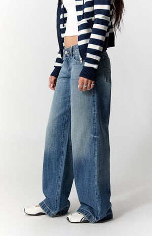 Kaia Ultimate Low Rise Baggy Jeans Stitch Medium Blue image number 4