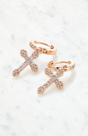 Rhinestone cross earrings Clearance
